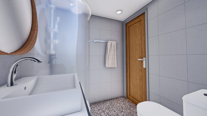 Bathroom with walk-in shower – 3D visualisation – Star Design Solutions