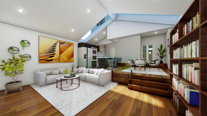 Rear extension living room – 3D visualisation