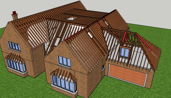 Roof structure for a detached house – structural model – Star Design Solutions