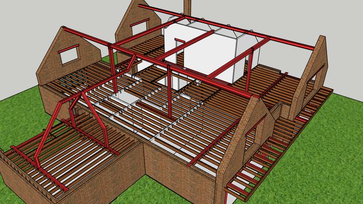 Steel and timber roof frame – structural model