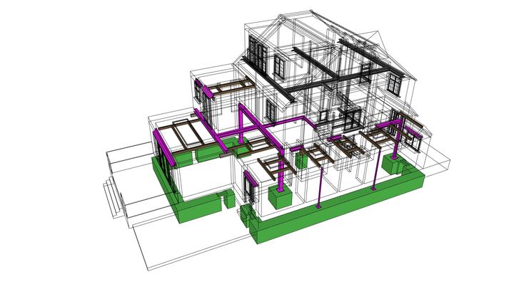 Steelwork for an extension – structural wireframe