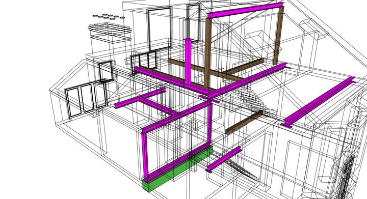 Whole-house steel frame – structural wireframe – Star Design Solutions