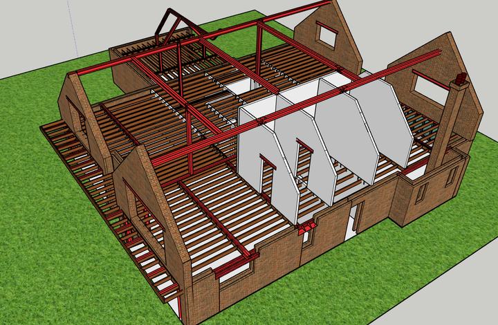 Timber roof and floor structure – structural model