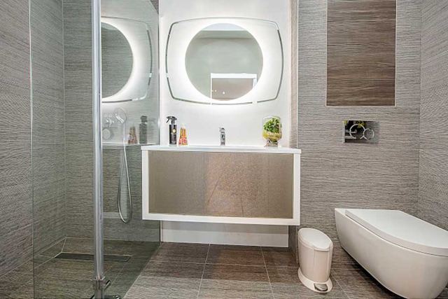 Modern bathroom with backlit LED mirrors – Star Design Solutions